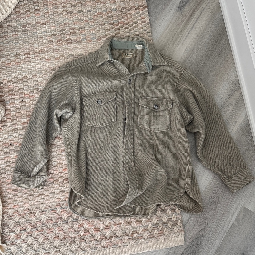 Vintage LL Bean Green/Gray Wool Shirt Jacket